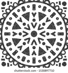 Beautiful Hand Drawn Mandala Tile. Ornamental Background. Vector Decoration.