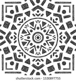 Beautiful Hand Drawn Mandala Tile. Ornamental Background. Vector Decoration.