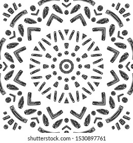 Beautiful Hand Drawn Mandala Tile. Ornamental Background. Vector Decoration.