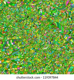 Beautiful hand drawn mosaic floral seamless pattern. Colorful variant. Eps 10 vector