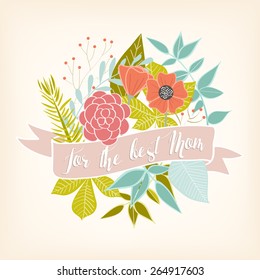 Beautiful Hand Drawn Mother's Day Floral Greeting