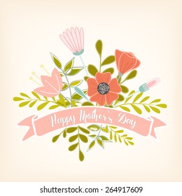 Beautiful Hand Drawn Mother's Day Floral Greeting