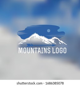 beautiful hand drawn mountains emblem