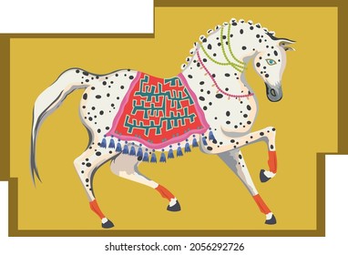 Beautiful Hand Drawn Mughal Horse