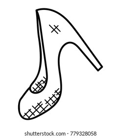 
A beautiful hand drawn open toe high heel

