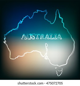 Beautiful hand drawn outline map of Australia, vector illustration