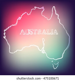 Beautiful hand drawn outline map of Australia, vector illustration