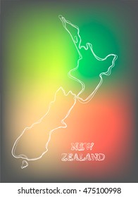 Beautiful hand drawn outline map of New Zealand, vector illustration
