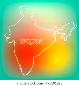 Beautiful hand drawn outline map of India, vector illustration