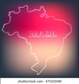 Beautiful hand drawn outline map of Brazil, vector illustration