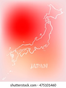 Beautiful hand drawn outline map of Japan, vector illustration
