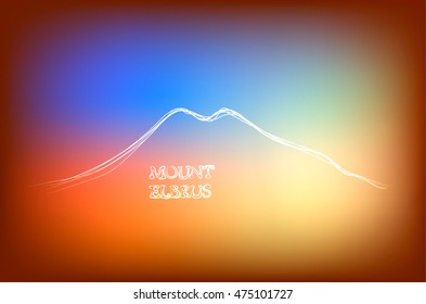 Beautiful hand drawn outline of Mount Elbrus, vector illustration