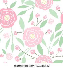 Beautiful hand drawn peony background. Vector hand drawn seamless pattern