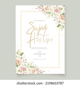beautiful hand drawn peony floral wreath and frame design