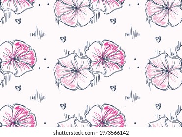Beautiful hand drawn petunia pattern