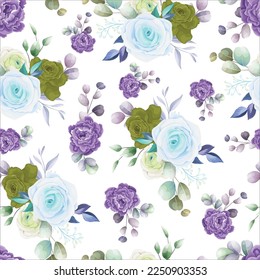 beautiful hand drawn roses floral seamless pattern