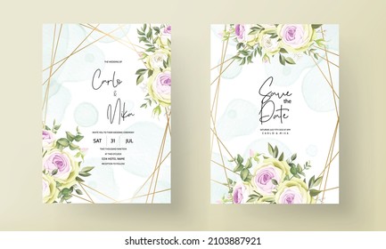 Beautiful hand drawn roses invitation card template