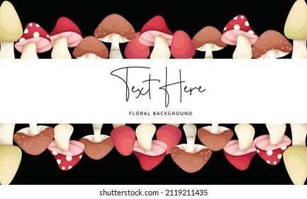 Beautiful hand drawn roses and mushroom background design