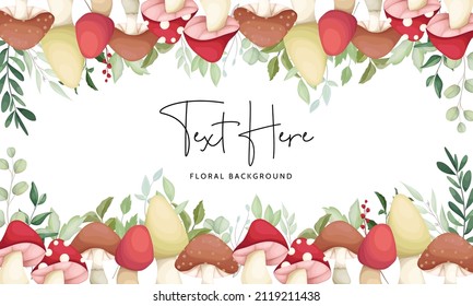 Beautiful hand drawn roses and mushroom background design
