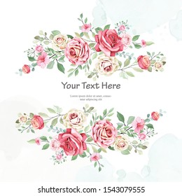 beautiful hand drawn roses wedding invitation card set