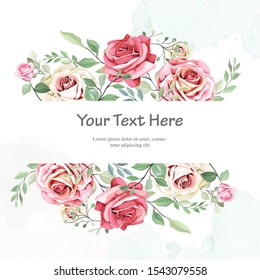 beautiful hand drawn roses wedding invitation card set