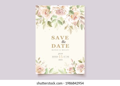 beautiful hand drawn roses wedding invitation card set