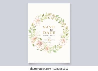 beautiful hand drawn roses wedding invitation card set