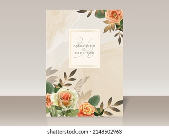 Beautiful hand drawn roses wedding invitation card set
