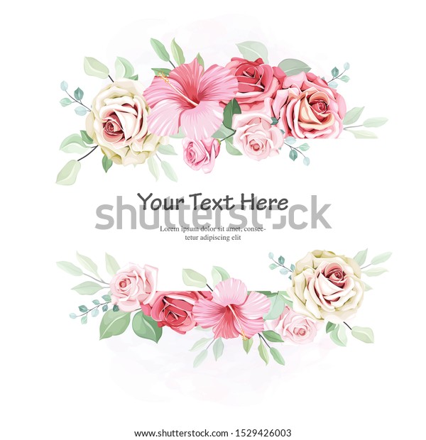 Beautiful Hand Drawn Roses Wedding Invitation Stock Vector (Royalty ...