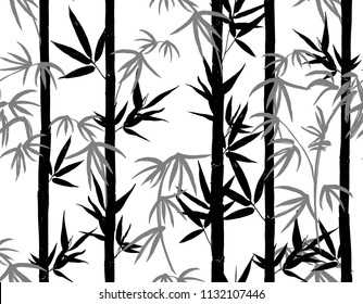 Beautiful hand drawn seamless bamboo pattern. Perfect for wallpapers, web page backgrounds, surface textures, textile. Vector vintage traditional fashion illustration ornament on white background. 