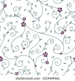 Beautiful hand drawn seamless floral swirls pattern, great for textiles, fabrics, wallpaper, wrapping, banners - vector surface design