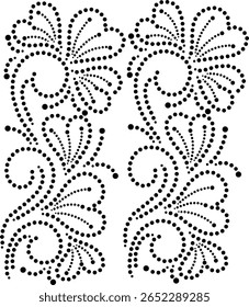 Desenhado à mão bonito Padrão de design geométrico sem costura de flores em forma de coração, ilustração de vetor floral em forma de coração elegante desenhado em estilo plano pontilhado para o tapete de bordado de cortina de almofada de tecido