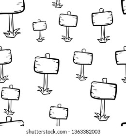 Beautiful hand drawn seamless pattern fashion billboard icon. Hand drawn black sketch. Sign / symbol / doodle. Isolated on white background. Flat design. Vector illustration.
