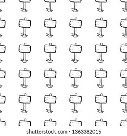 Beautiful hand drawn seamless pattern fashion billboard icon. Hand drawn black sketch. Sign / symbol / doodle. Isolated on white background. Flat design. Vector illustration.