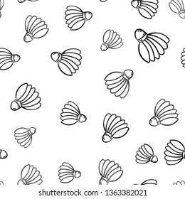 Beautiful hand drawn seamless pattern fashion shuttlecock icon. Hand drawn black sketch. Sign / symbol / doodle. Isolated on white background. Flat design. Vector illustration.