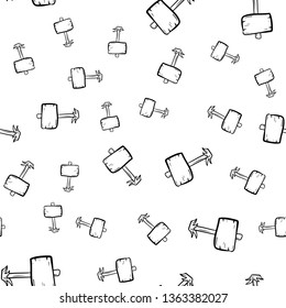Beautiful hand drawn seamless pattern fashion billboard icon. Hand drawn black sketch. Sign / symbol / doodle. Isolated on white background. Flat design. Vector illustration.