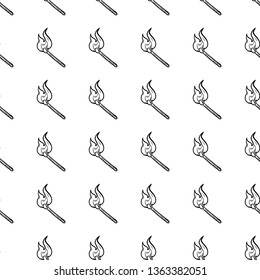 Beautiful hand drawn seamless pattern  fashion burning match icon. Hand drawn black sketch. Sign / symbol / doodle. Isolated on white background. Flat design. Vector illustration.
