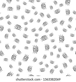 Beautiful hand drawn seamless pattern  fashion amplifier icon. Hand drawn black sketch. Sign / symbol / doodle. Isolated on white background. Flat design. Vector illustration.