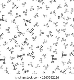 Beautiful hand drawn seamless pattern  fashion wi-fi icon. Hand drawn black sketch. Sign / symbol / doodle. Isolated on white background. Flat design. Vector illustration.
