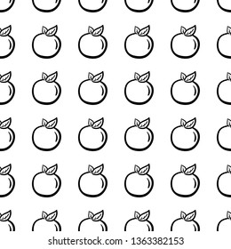 Beautiful hand drawn seamless pattern fashion fruit icon. Hand drawn black sketch. Sign / symbol / doodle. Isolated on white background. Flat design. Vector illustration.