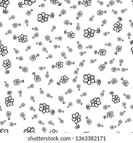 Beautiful hand drawn seamless pattern  fashion flower icon. Hand drawn black sketch. Sign / symbol / doodle. Isolated on white background. Flat design. Vector illustration.