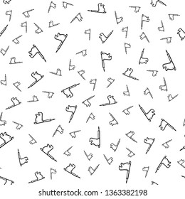 Beautiful hand drawn seamless pattern  fashion flag icon. Hand drawn black sketch. Sign / symbol / doodle. Isolated on white background. Flat design. Vector illustration.