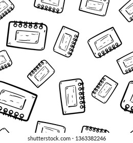 Beautiful hand drawn seamless pattern  fashion calendar icon. Hand drawn black sketch. Sign / symbol / doodle. Isolated on white background. Flat design. Vector illustration.