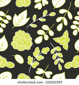 Beautiful hand drawn seamless pattern with cartoon flowers made in vector.