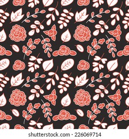 Beautiful hand drawn seamless pattern with cartoon flowers made in vector.