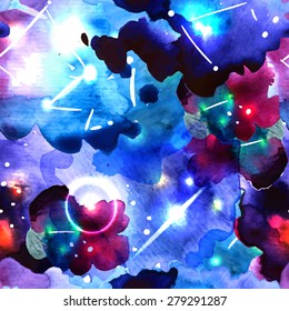 Beautiful hand drawn seamless pattern watercolor space for your design