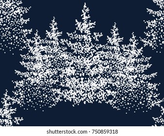 Beautiful hand drawn seamless pattern background with winter forest landscape.