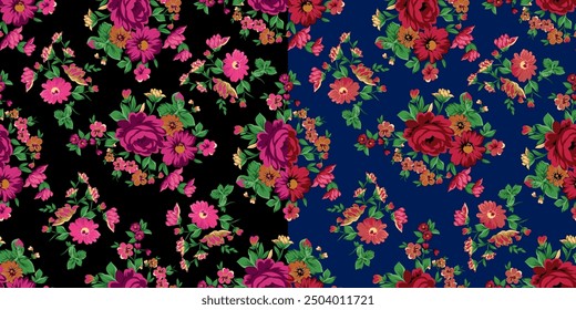 Schöne handgezeichnete nahtlose Vektor Blumenmuster . 