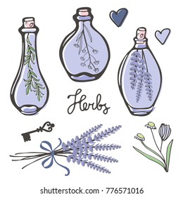 Beautiful hand drawn set of herbal essences