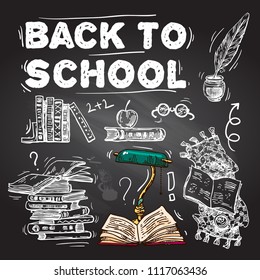Beautiful hand drawn set of vector illustration back to school. Doodle style.